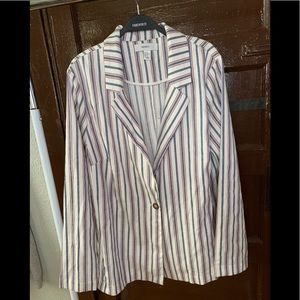 Women Plus Size One-Button Pinstripe Blazer